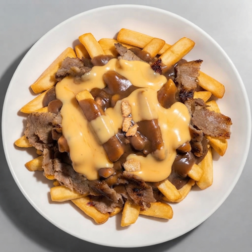 Chips, Cheese, Doner & Curry Sauce 